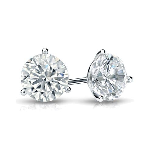 Certified 1.00 cttw Princess Diamond Stud Earrings in 14k Rose