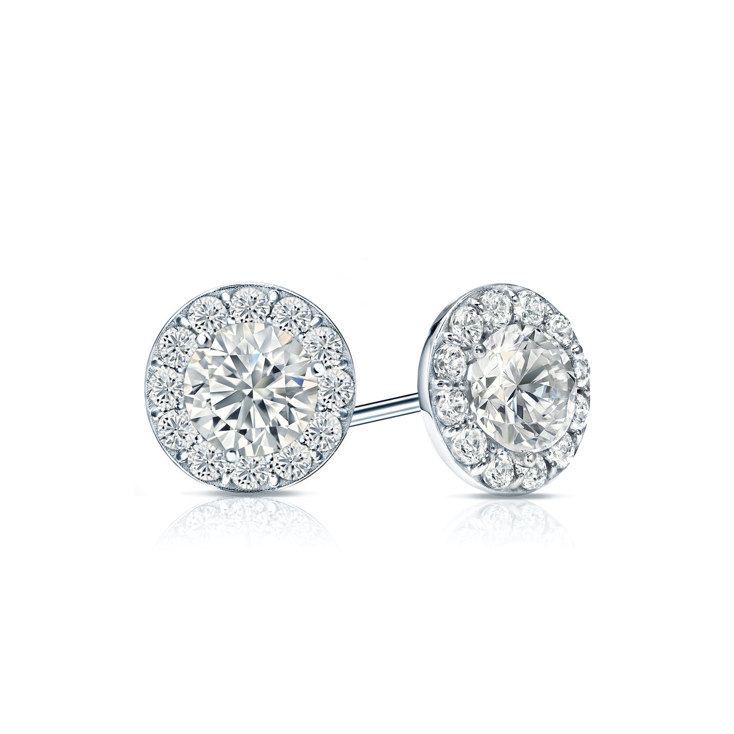 Certified 2.00 cttw Round Diamond Stud Earrings in Platinum Halo