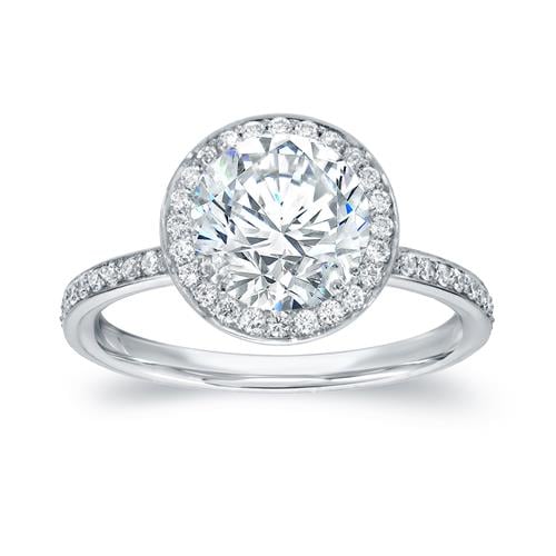 Round Cut Diamond Engagement Ring In 14k White Gold