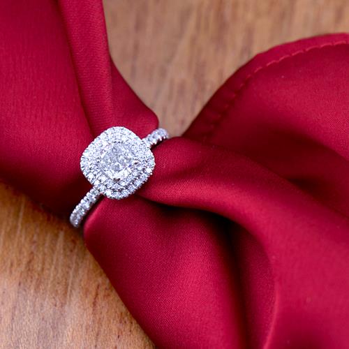 Double Halo Diamond Engagement Ring 1.75 carat tw in 14k White