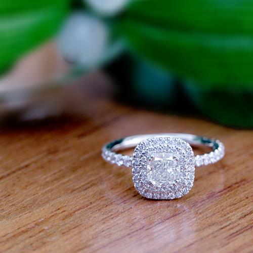 Double Halo Diamond Engagement Ring 1.75 carat tw in 14k White