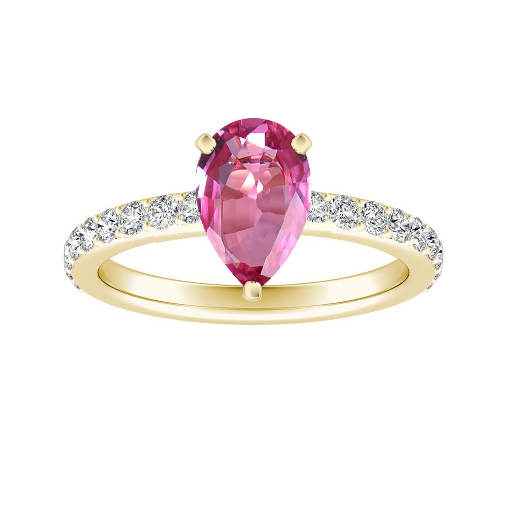 Pink Sapphire Classic Diamond Four Prong Engagement Ring With 1.00 ...